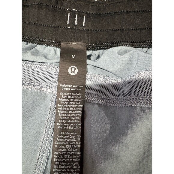 Lululemon Men's Athletic Shorts Size M Blue Speckled Lined Zip Pocket - Picture 6 of 9